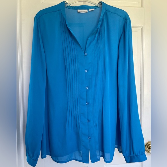 Gorgeous cyan blouse, by Liz Clairborne, extra large - Picture 1 of 5